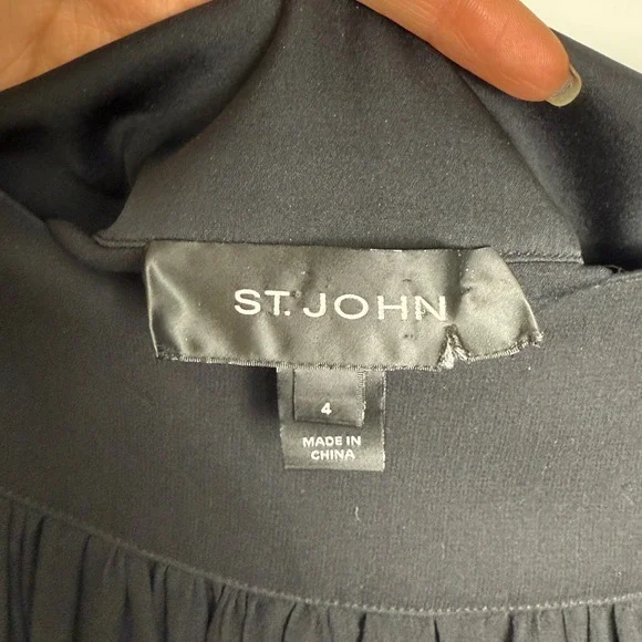 St. John Black Chiffon Pleated Midi‎ Skirt Size 4 - Picture 2 of 8